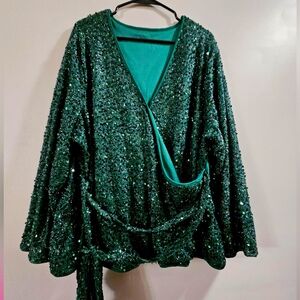 Sequin wrap blouse